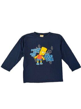 The Simpsons Kids Long Sleeve Tee Navy Bart Simpson